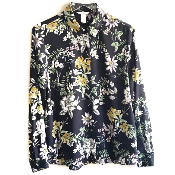 H&M Tops - H&M Floral Printed Button Down Collared Shirt Sz 8
